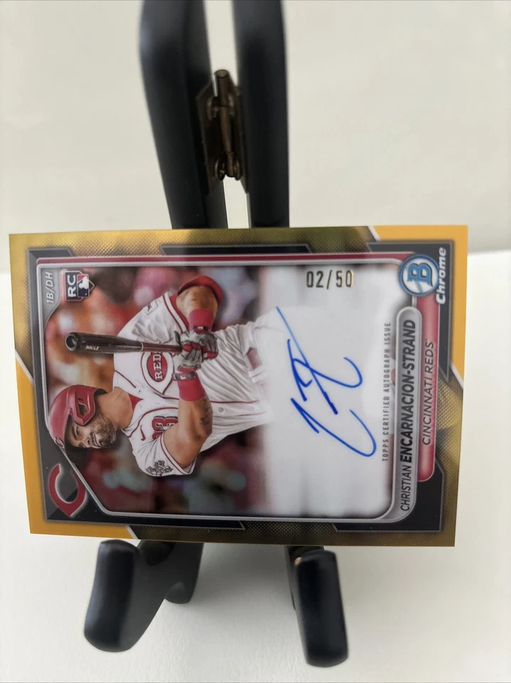 2024 Bowman Chrome Orange REFRACTOR -AUTO CHRISTIAN ENCARNACION STRAND #D to 50 - Image 3 of 3