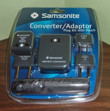Samsonite Travel Converter/Adaptor 4 Country International Plug Kit & Pouch  NEW
