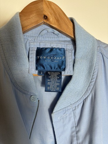 Vtg Towncraft Bomber Jacket Men's Large Blue Zip Elastic Waist 80s 90s Retro - Picture 6 of 10