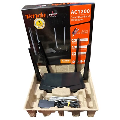 Tenda AC1200 Smart Dual-Band WiFi Router 4K UHD Streaming