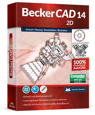 BeckerCAD 14 2D - 3 User Lizenz - CAD -Konstruieren - Zeichnen - PC DVD-ROM