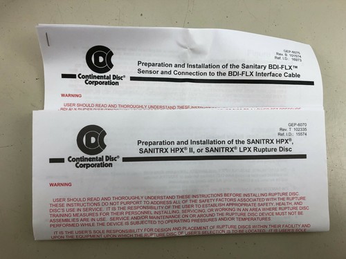 CDC Continental Bruchscheibe Zertifikat 1" Sanitrx HPX 90 (IS) m. BDI-FLX 8308166A - Bild 5 von 5