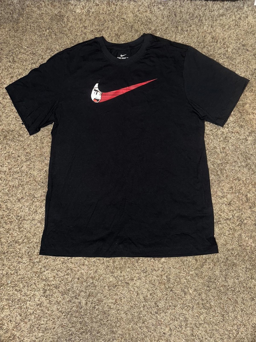 Nike Men’s Swoosh Japanese Anime Manga Basketball Black Short Sleeve T-Shirt
