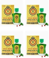 4X Gold Medal Medicated Oil - 3ml Headache, Cold, Joint Pain, Arthritis, Cough