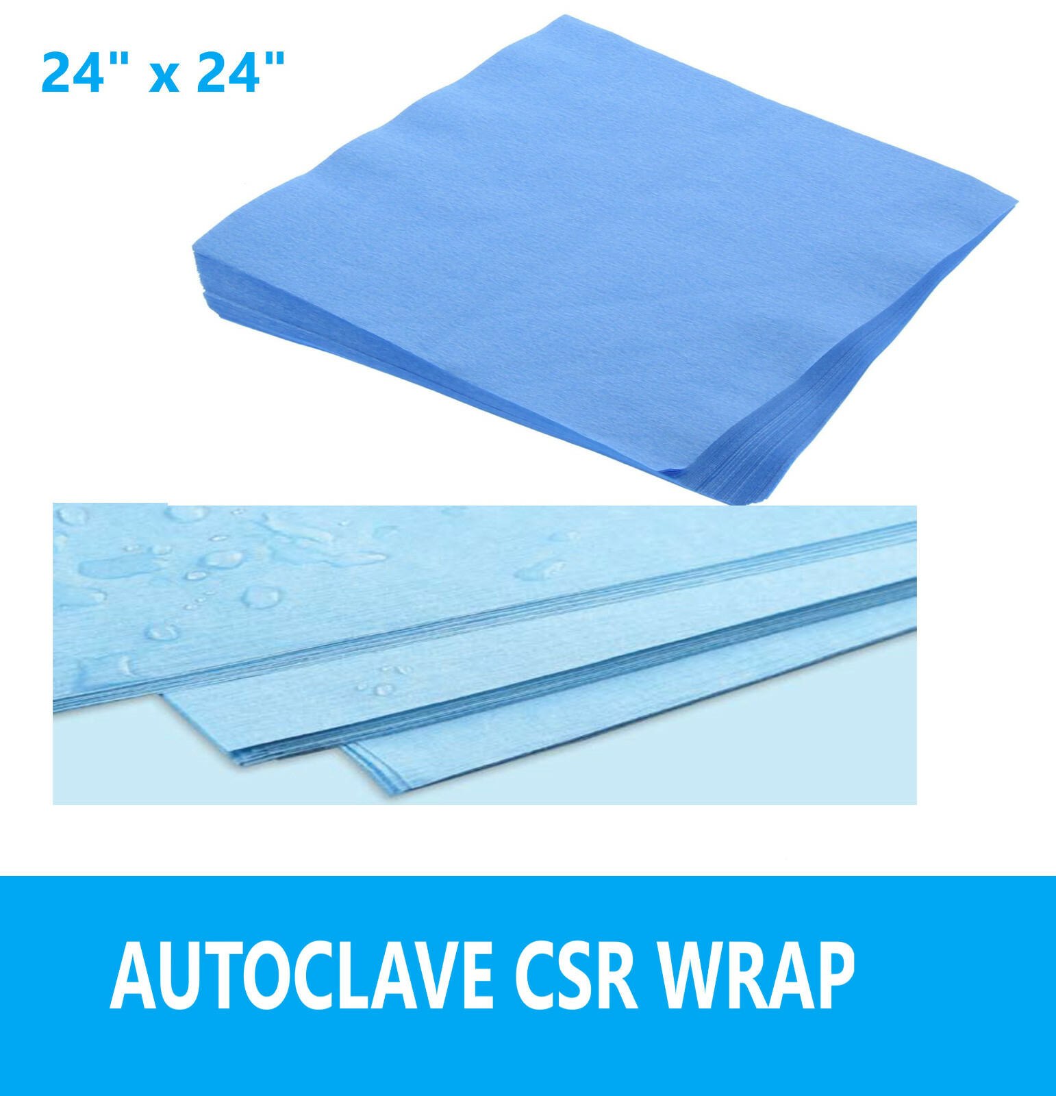 AUTOCLAVE CSR Sterilization Wrap 20" x 20" Light Blue, Up to 500/Bx