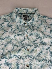 Van Heusen Men's Button Up Shirt Blue Floral Extra Large 17-17.5 XL SS
