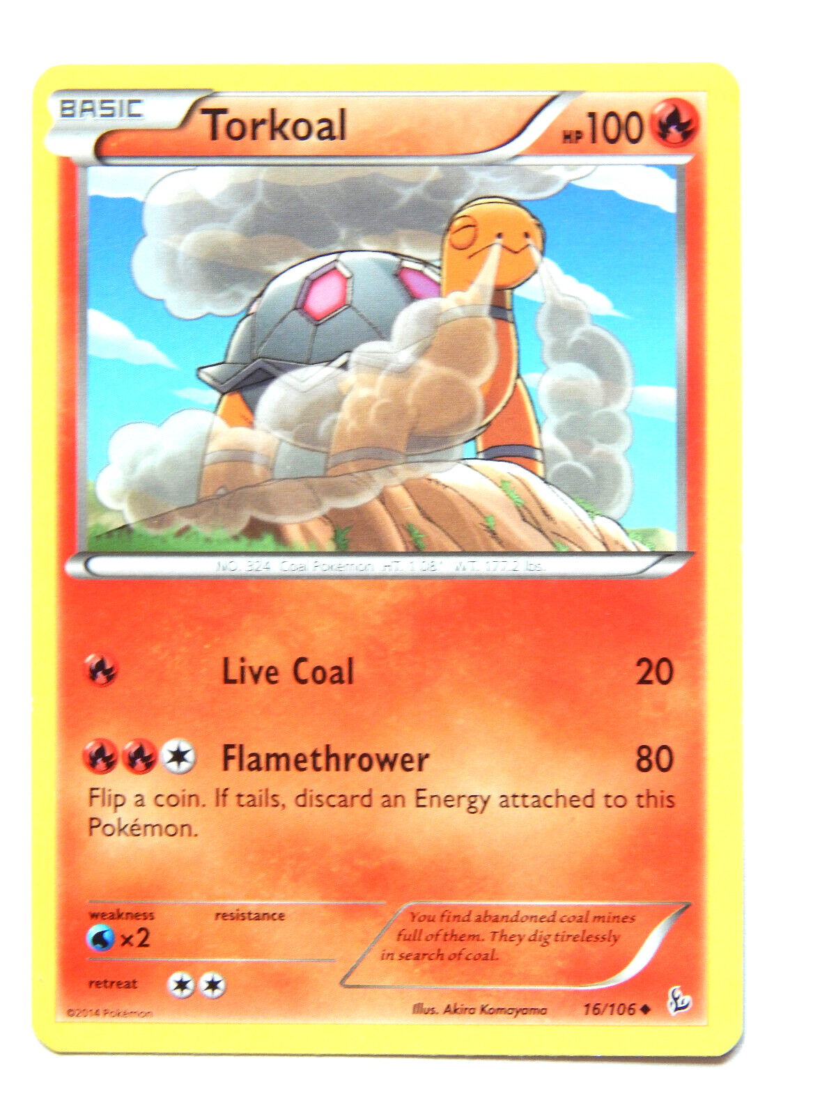 Torkoal 16/106 (NM, Pokemon Card, XY Flashfire, 2014, Fire, Uncommon)