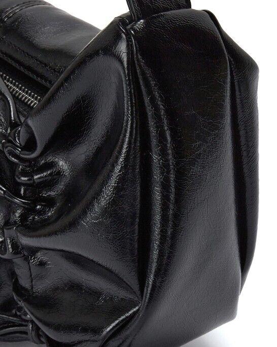 MATIN KIM HALF SHIRRING RIBBON ROUND BAG IN BLACK MATIN KIM HALF SHIRRING RIBBON ROUND BAG IN BLACK