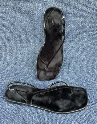 THE ROW Constance Black Velvet Slingback Flat Sandals 37.5 THE ROW Constance Black Velvet Slingback Flat Sandals 37.5