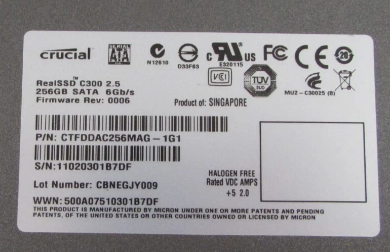 Crucial CTFDDAC256MAG-1G1 C300 Series 256GB 2.5" 6Gbps SATA Internal SSD - Image 3 of 4