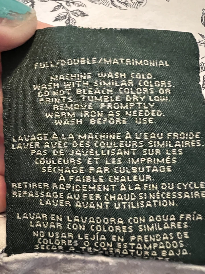 Lauren Ralph Lauren Cottage Hill Черно-белый Туалет Полная Плоская Простыня Б/У - Изображение 3 из 4