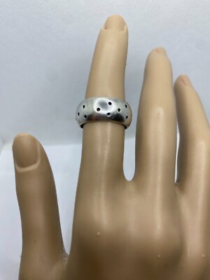 Versani Sterling Silver Band Ring Size 7 Dot Design Mens Womens Unisex