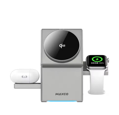 Maxco Qi2 Ladegerät Automatisch drehbares Dock für iPhone, Watch & Pods 3-in 1