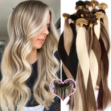 CLEARANCE Thick Russian Pre Bonded Nail U/K Tip 100% Human Hair Extensions Remy