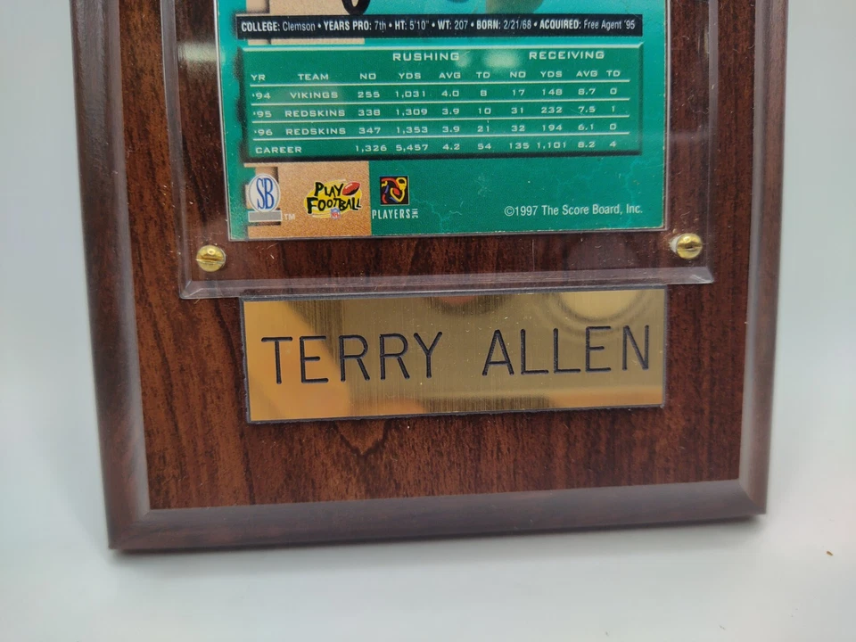 Терри Аллен No21 Washington Redskins подписанная карточка табличка - Изображение 2 из 4