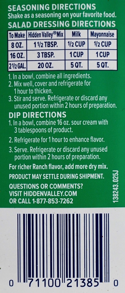Hidden Valley Ranch Barcode