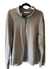 Greg Norman Shark Logo Pullover Sweater 1/4 Zip Men's L Gray Elbow Patch Soft