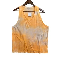 Sundry Women's NWT Orange White Tie Dye Scoop Neck Muscle Tank Top Size XL