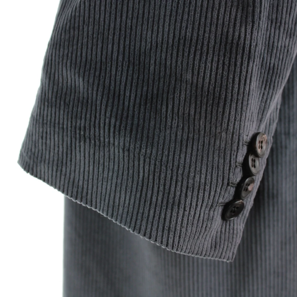 Kiton NWD Cotton/Cashmere Corduroy Double Breasted Coat Sz 54R (XL US) Gray Blue - Image 3 of 4