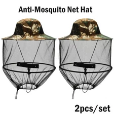 Anti-Mosquito Bug Bee Insect Head Net Hat Cap Sun Protect For Fishing Camping X