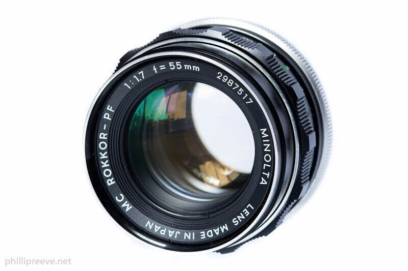 Minolta Rokkor PF 55mm Focal Camera Lenses f/1.7 Maximum Aperture