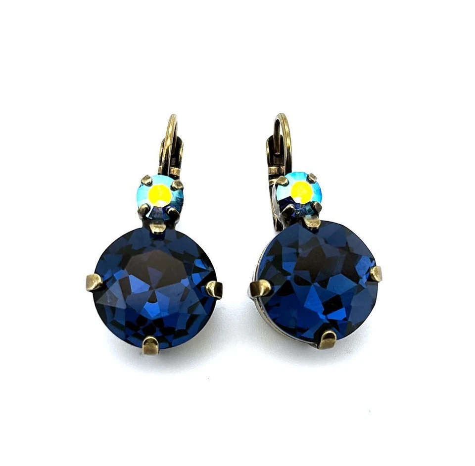 Earrings By Mariana Woman Elegant Montana Blue and AB Swarovski Crystals - Image 2 of 4