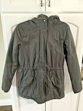 Oasis Women’s Hooded Gray Coat Jacket Size Small Fur Trim