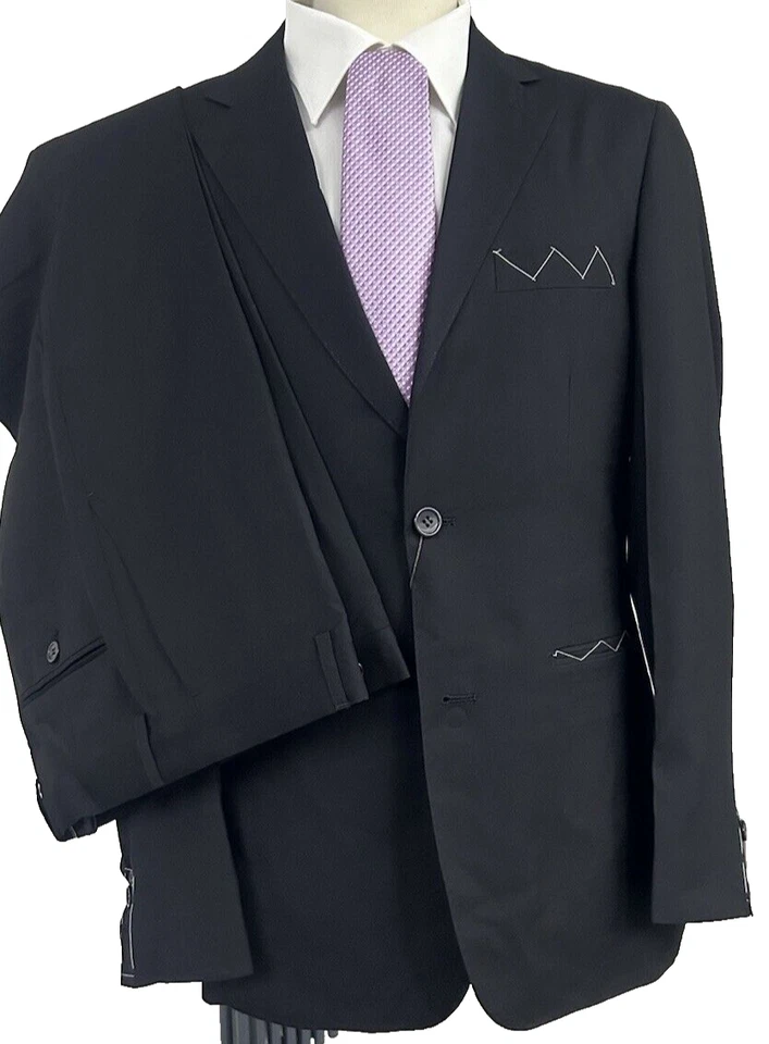 Traje Para Hombre Negro Calce Ajustado Dr.7 Lana Tasmania 46 48 50 52 54 56 58 Otoño Invierno Foto 4 de 4