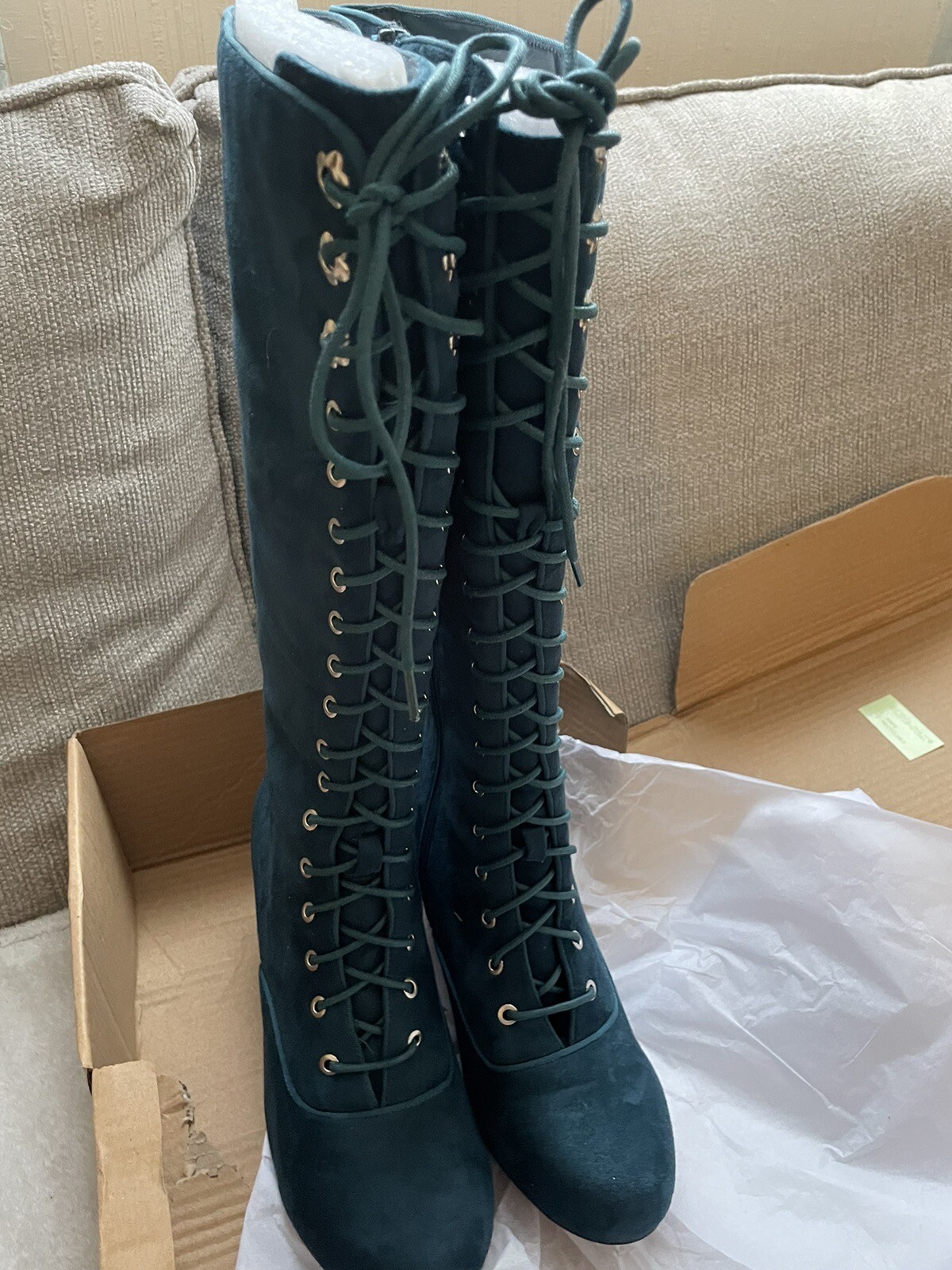 Ladies Knee High Boots Blue Size 8 42 Joe Browns eBay