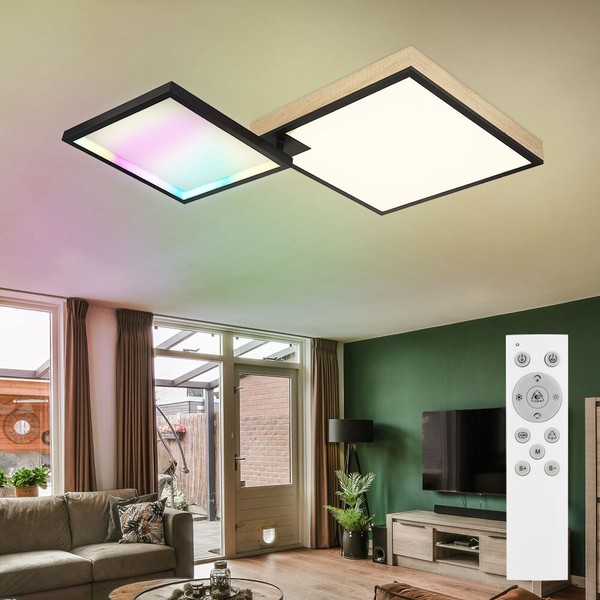 Deckenleuchte Deckenlampe Wohnzimmerleuchte Rgb Led Fernbedienung Dimmbar Cct-image