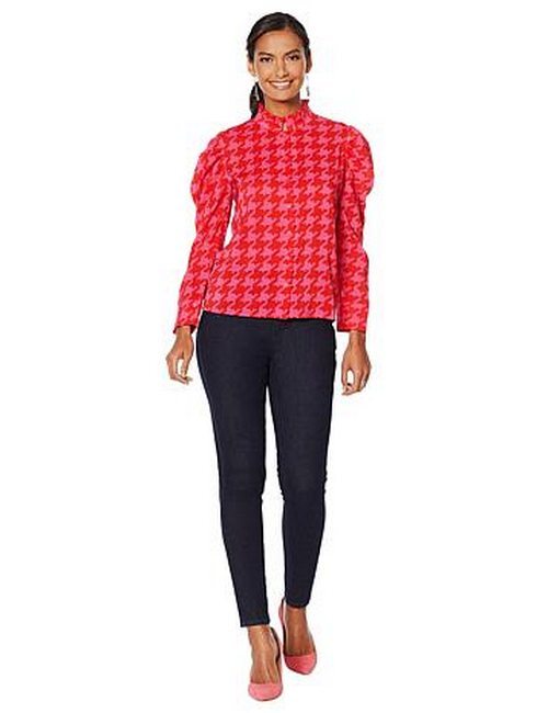 G Giuliana Rancic Pink Red Herringbone Chiffon Blouse 20W