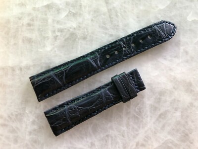 19mm/16mm Blue Alligator Crocodile Embossed Leather Watch Strap Band