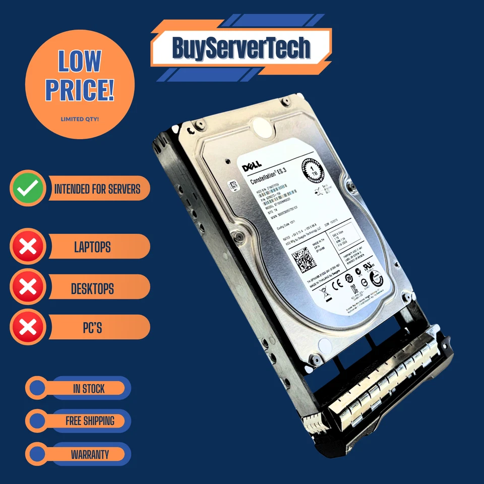 Dell FNW88 1TB 7.2K 3.5" SAS 6Gb/s HDD ST1000NM0023 w/Tray | Zero Hours | 1YR - Image 2 of 4