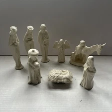 Vtg Ceramic Nativity Scene Lot 8 Glazed Figures Byron Molds Christmas Crèche 70s