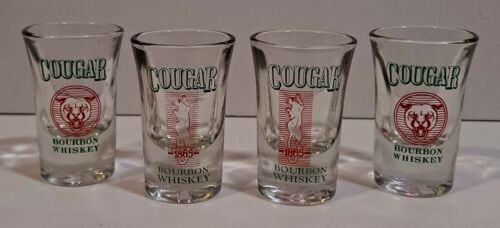 4 Cougar Bourbon Whiskey Shot Glasses In Perfect Condition NWOB - Picture 1 of 1