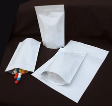 1000~ 5x3x8-1/2" Medium All White Barrier Stand Up Pouch Bags Retail Packing