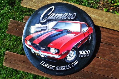 Chevrolet Camaro Domed Button Tin Sign - Chevy - 1969 - GM - Z/28 - Muscle Car - Picture 1 of 5
