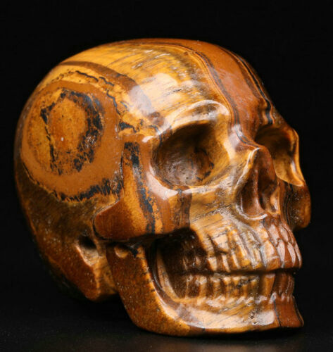 2.0" Tiger Iron Eye Carved Crystal Skull, Realistic, Crystal Healing - Foto 1 di 8