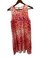 Calvin Klein sz 12 red floral flowy sleeveless dress summer spring womens