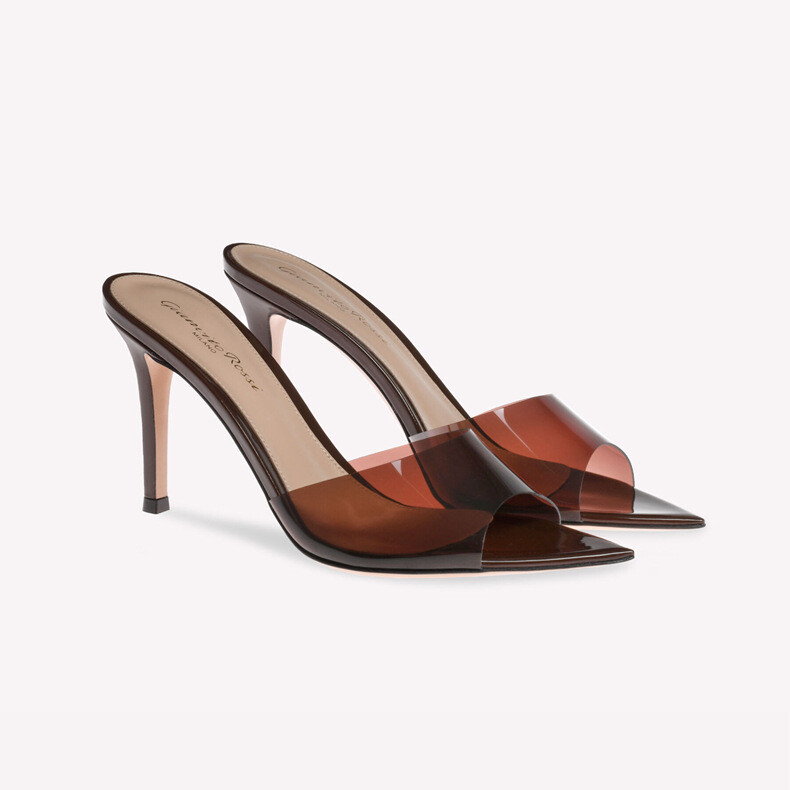 PANTOFOLA D’ORO 2025 nuove ciabatte trasparenti a punta tacco alto donna moda decolte sandali