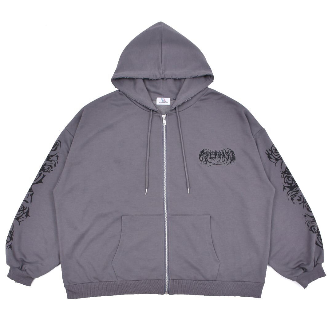 Volcan & Aphrodite Jfashion Roses and Skulls Grey Oversized