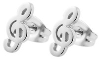 Edelstahl Ohrringe Ohrstecker NotenschlüSsel Musik Motiv Ohrschmuck Silberfarbig