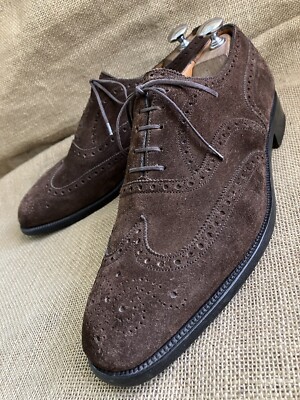 J.M. WESTON 376 Brown Suede Leather Wingtip Oxford Shoes J.M. WESTON 376 Brown Suede Leather Wingtip Oxford Shoes