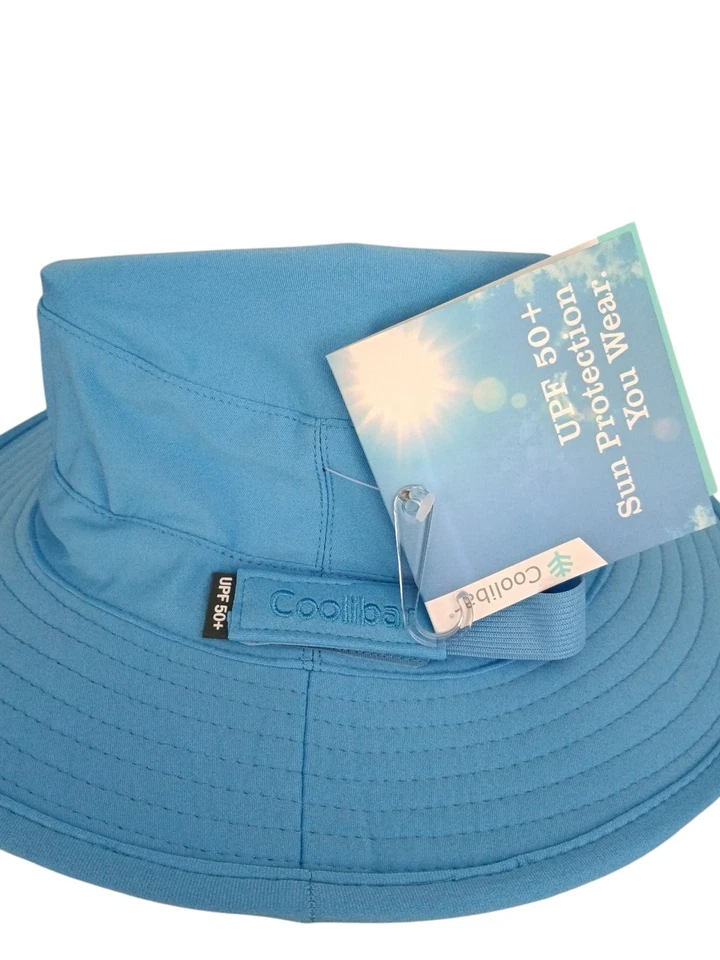Coolibar Surfs Up Sombrero Cubo Azul Agua UPF 50 Protección Solar L/XL 02736 Nuevo Con Etiquetas Foto 2 de 4
