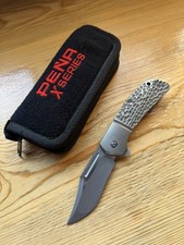 Pena Knife X-Series Lanny's Clip Flipper 3.25" S35VN Jigged Titanium w/Pouch