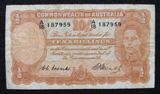 1949 Coombs Watt  A18 187..., 10/ Ten Shilling note