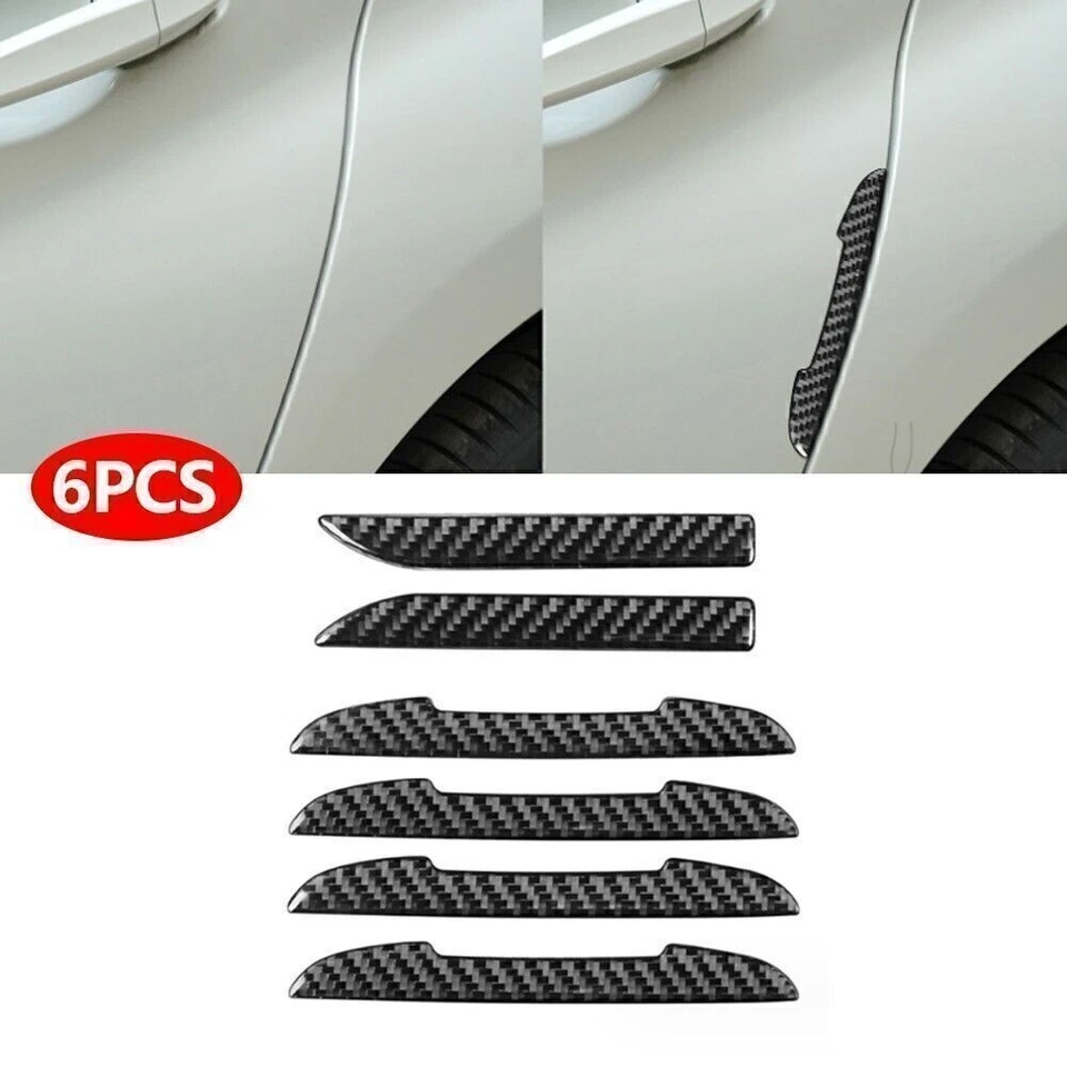 6x Four Season Rearview Mirror Anti-Scratch Strip Black Carbon Fiber Protector - Imagem 2 de 4