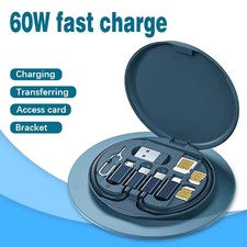 Portable Multifunctional Data Cable Storage Box, 60W Fast Charging Mobile Phone