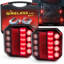 2X Wireless Trailer Lights Magnetic LED Tow Light Turn Signal Brake Reverse Stop