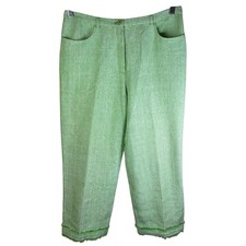 Escada Sport Women's Green Silk Cropped Pants Boho Cottagecore Travel Size 38